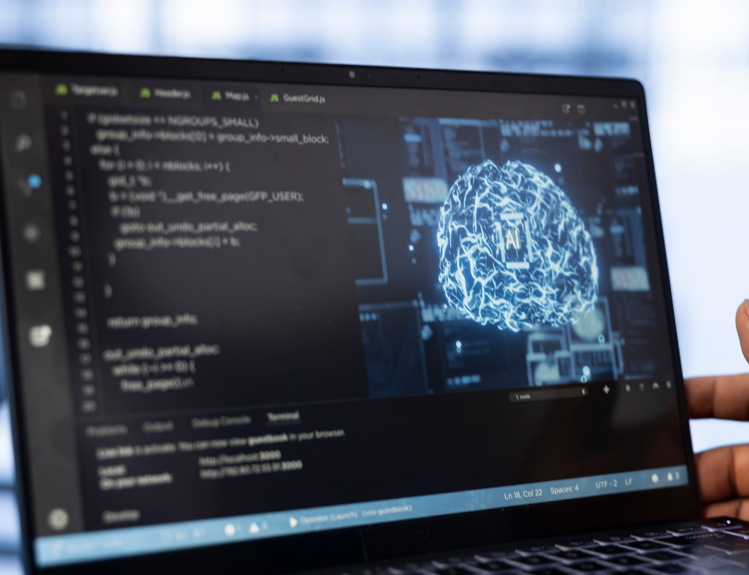 Computer Scientist Using Laptop Data Center Updating Ai 1