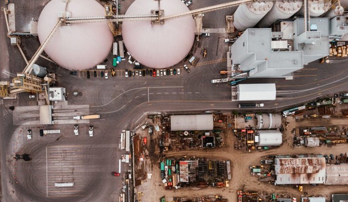 An Aerial Shot Of A Factory Complex 865X611